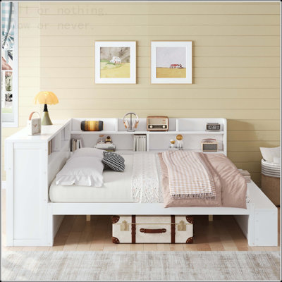 Full Size Daybed with Storage Cabinets, Shoe Cabinet, and USB Ports