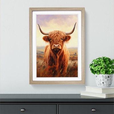 Highland Cow Digital 1 Piece Single Picture Frame Wall Art