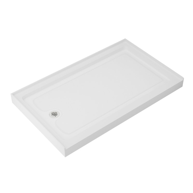 Base de douche rectangulaire en acrylique 60 po x 60 po x 60 po avec drain à gauche