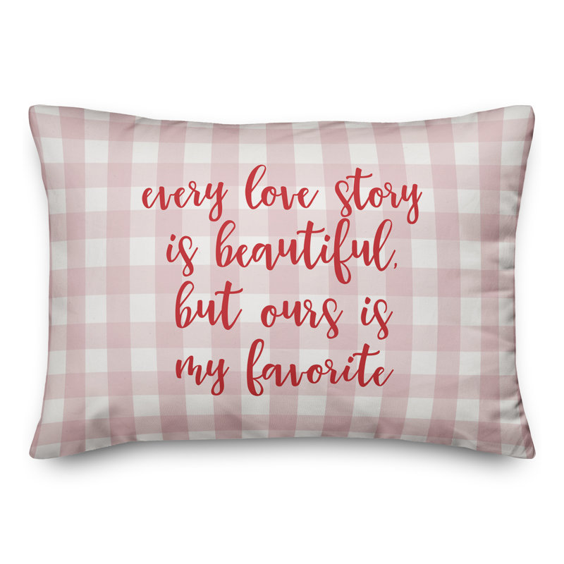  Coussin décoratif "Every Love Story Is Beautiful", Rouge / rose