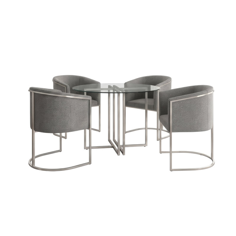 Table ronde Wadley et 4 chaises Keynsham en gris, 30" H x 42" W x 42" D
