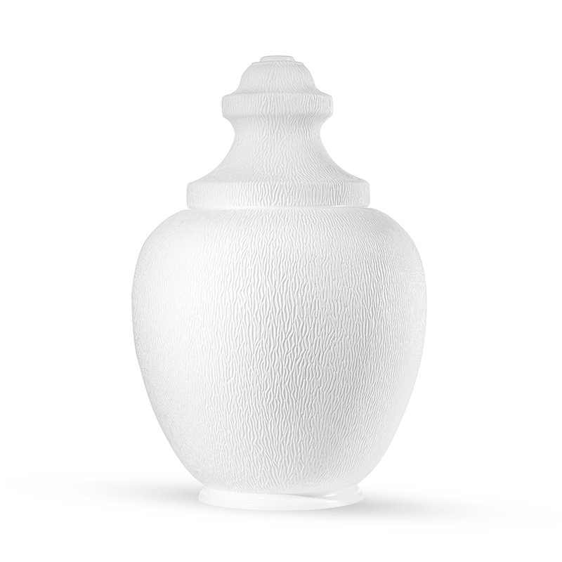 Solus Textured Acorn Globe with Neckless Opening - No Fixture Included, White, 16.14" H x 10.75" W x 10.75" D