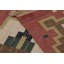 Vintage Swedish Rya Flatweave, Beige With Red Geometric Medallion - Rug & Kilim