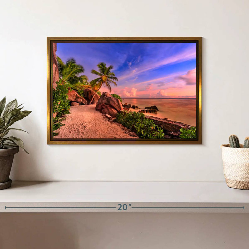 La Digue Sundown, Cadre flottant doré, 13 po x 9 po