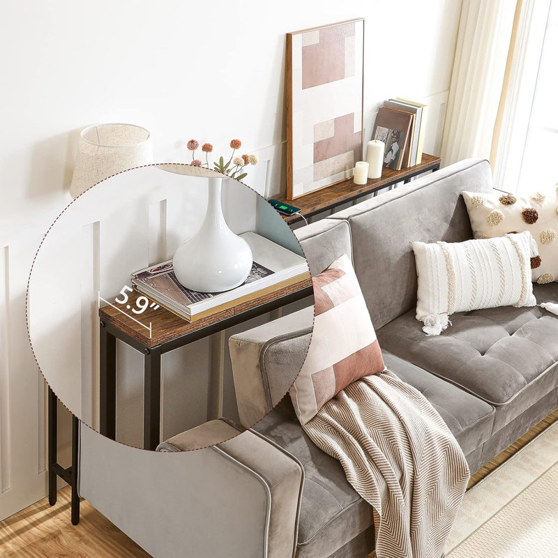 Long Console Sofa Table With Power Outlets And USB Ports, Sturdy Metal Frame, Adjustable Feet, And Anti-Tipping Strap, Perfect For Behind Couch Placement