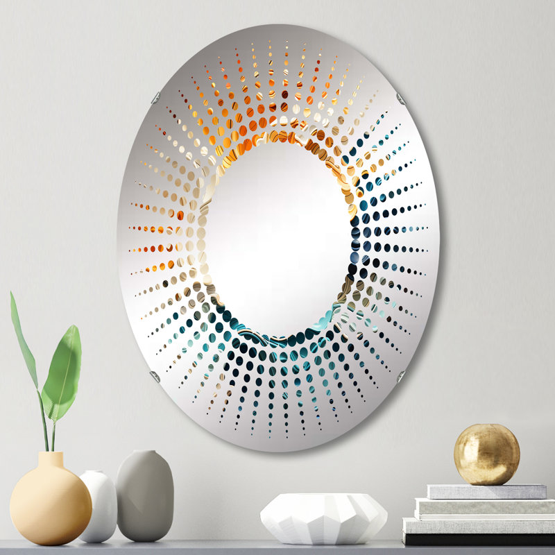 Multicolore Op Art Dynamic Flow I - Miroir décoratif Starburst | Ovale, 29,5 po x 19,6 po