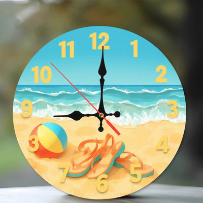 Beach Summer Flip Flops Ocean Wall Clock