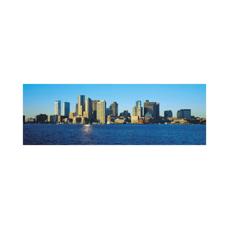 Boston Skyline Cityscape - Wrapped Canvas Panoramic Print, 30.48 cm H x 91.44 cm W x 3.175 cm D