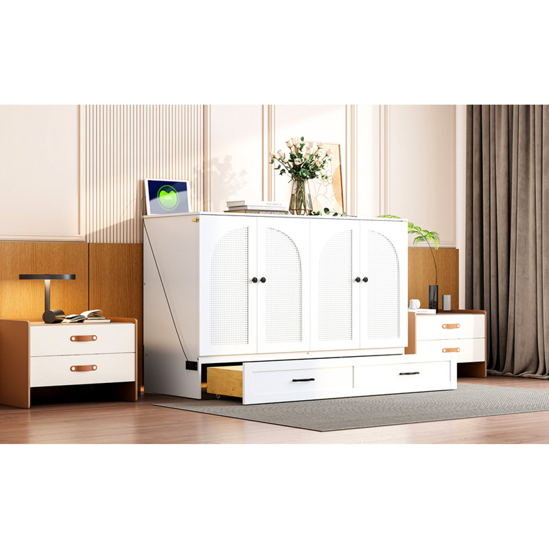 Lit double pleine grandeur avec beaucoup de rangement - Économisez de l'espace dans les pièces multifonctionnelles. Gardez les coussins, les vêtements et les articles organisés. Regardez. Port de charge. Assemblage sans effort. 75,1 po x 56,7 po 41,3 po