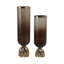 Porte-bougie décoratif décoratif en verre pour décor de table - Bougeoir moderne pour décor de salon - ensemble de 2, 20 po, 23 po, brun