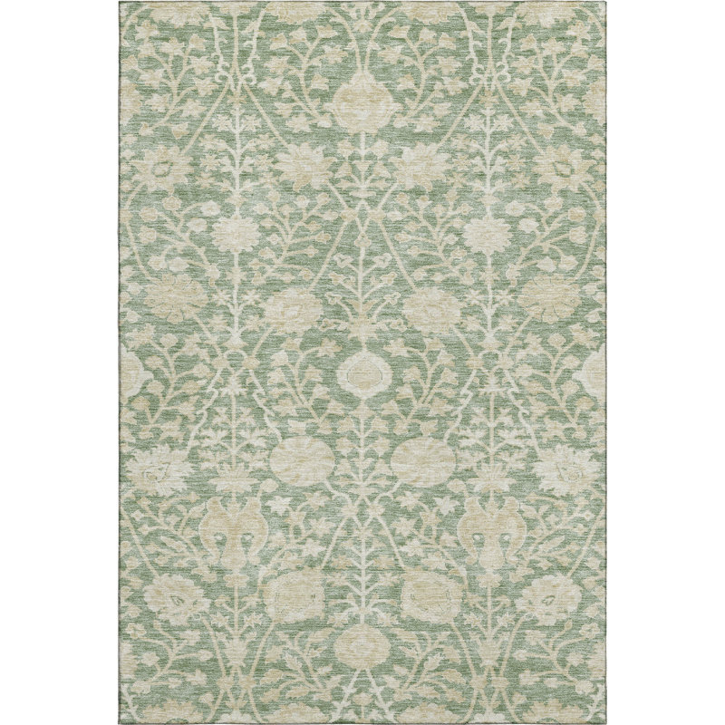Tapis floral lavable à la machine de qualité supérieure Dahl AMF1086, Rectangle 3 pi x 5 pi