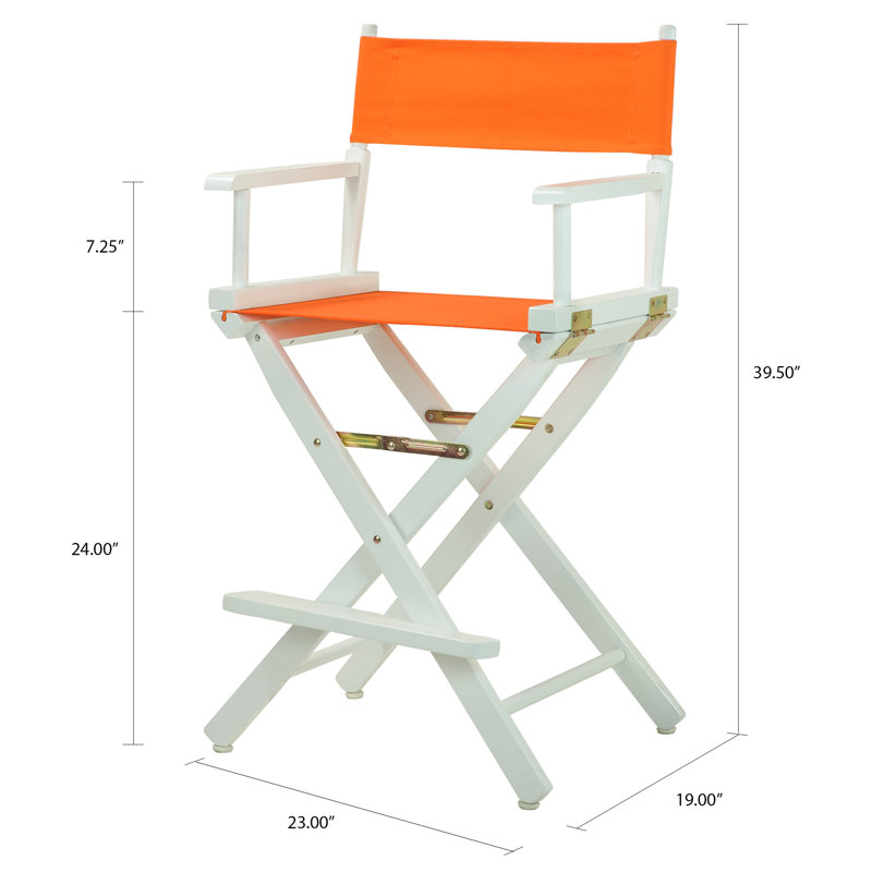 Chaise de réalisateur pliante 24 po, Tangerine, Blanc
