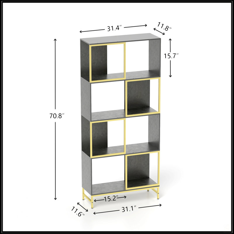 4-Tier Bookcase, Black/Gold