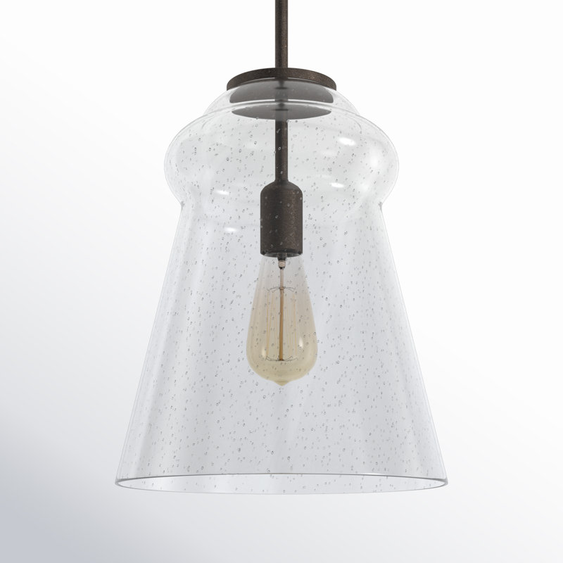 Luminaire suspendu en forme de cloche à 1 lumière Levine, Fer vieilli foncé