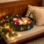 Décoration de Noël : Panier de rangement tissé brodé en corde avec poignées, idéal pour décorer une table ou votre maison pendant les fêtes de fin d'année.