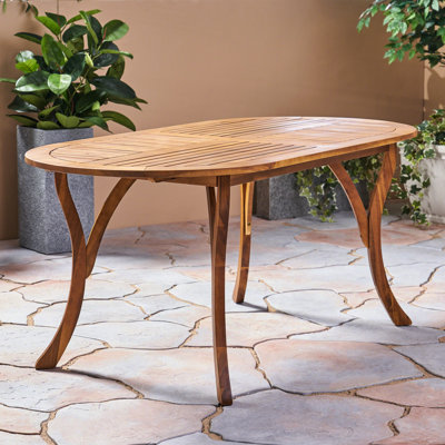 -embellished Wood 70" Outdoor Dining Table For Spaces