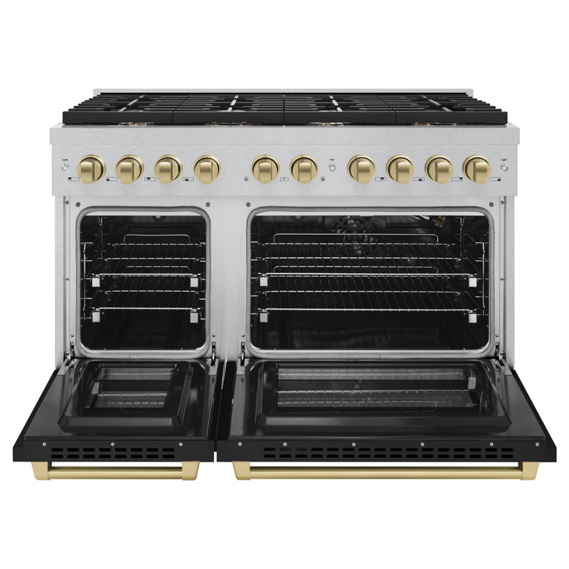 ZLINE Autograph 48" Paramount Dual Fuel DuraSnow® Range w/ Black & Bronze Accents (SDRSZ-BLM-48-CB)