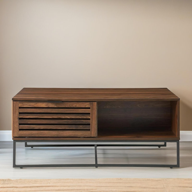 Akshaye Rustic Brown Enclosed Coffee Table with Storage Compartment Living Room