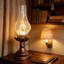 Lampe de table rétro avec abat-jour en verre craquelé - ampoule à effet de flamme à intensité variable 3 modes, design rustique victorien antique pour la chambre à coucher, le salon et le bureau