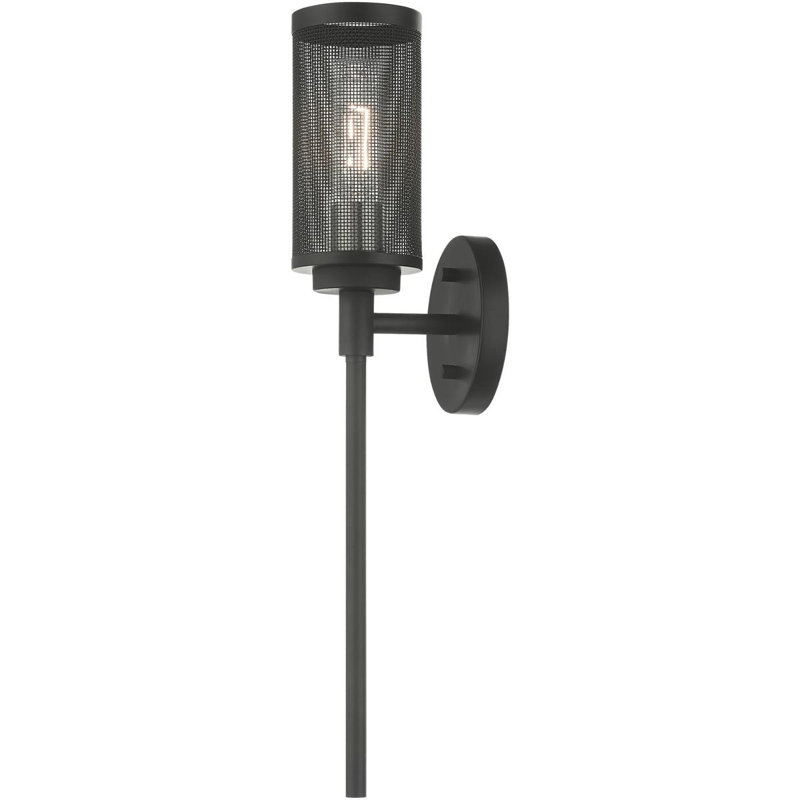 Applique murale en acier 1 lumière avec abat-jour en acier 5,125 pouces, Noir