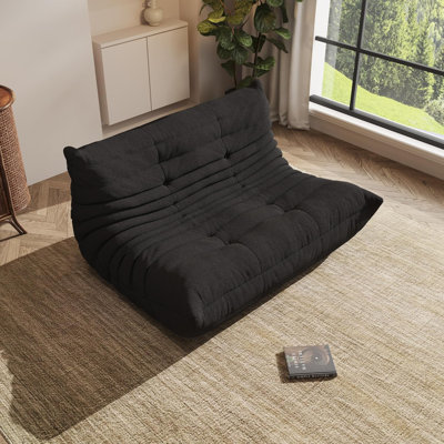 Fauteuil à billes, causeuse surdimensionnée pour adultes, causeuse à 2 places avec rembourrage en mousse à mémoire de forme, canapé paresseux pour salon, chambre à coucher, bureau, sans assemblage requis. (Noir)
