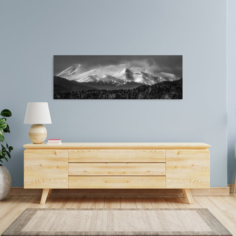 Hiver, montagne, majestueux, paisible, serein, forêt, paysage, art mural, H 48 po x l 16 po