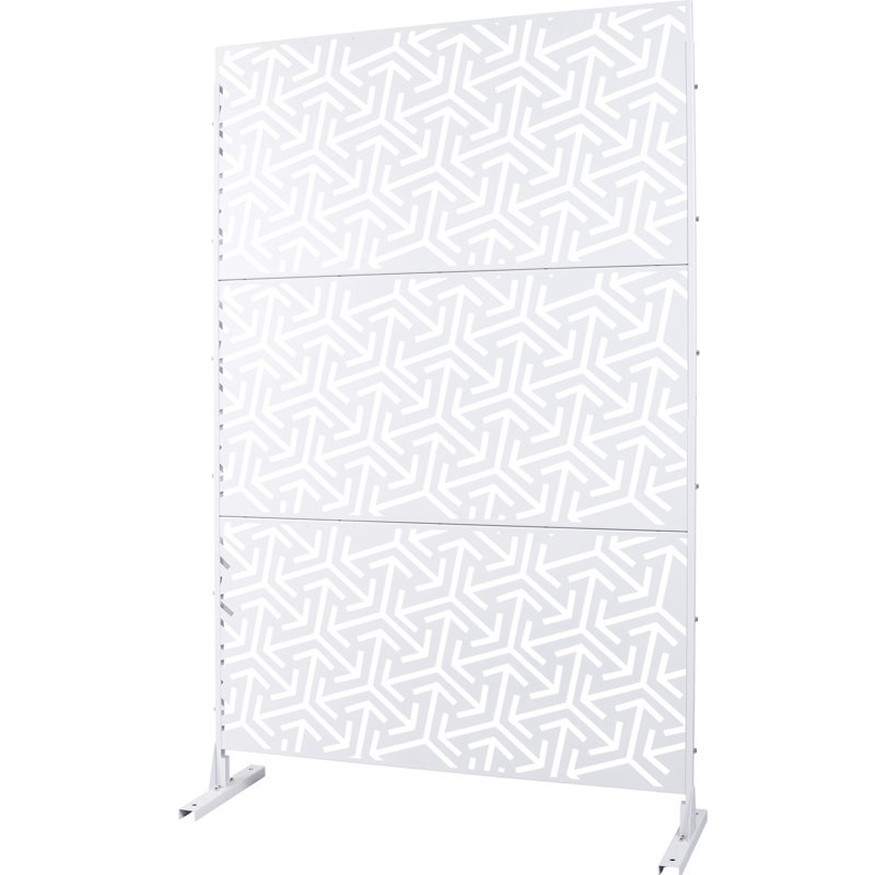 Écran d'intimité en métal 48 po 76 po - pour l'extérieur Blanc autoportant 76 po 48 po pour terrasse, pelouse, Blanc