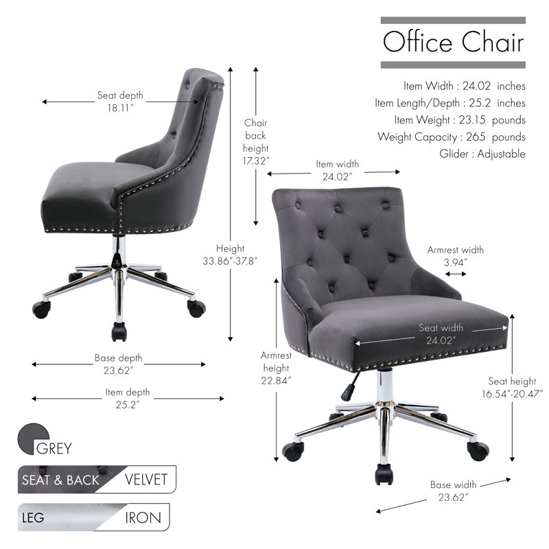 Chaise de travail Menke, Gris