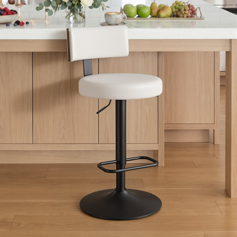 Tabouret de bar pivotant à hauteur réglable 25-33 po Sonja, White
