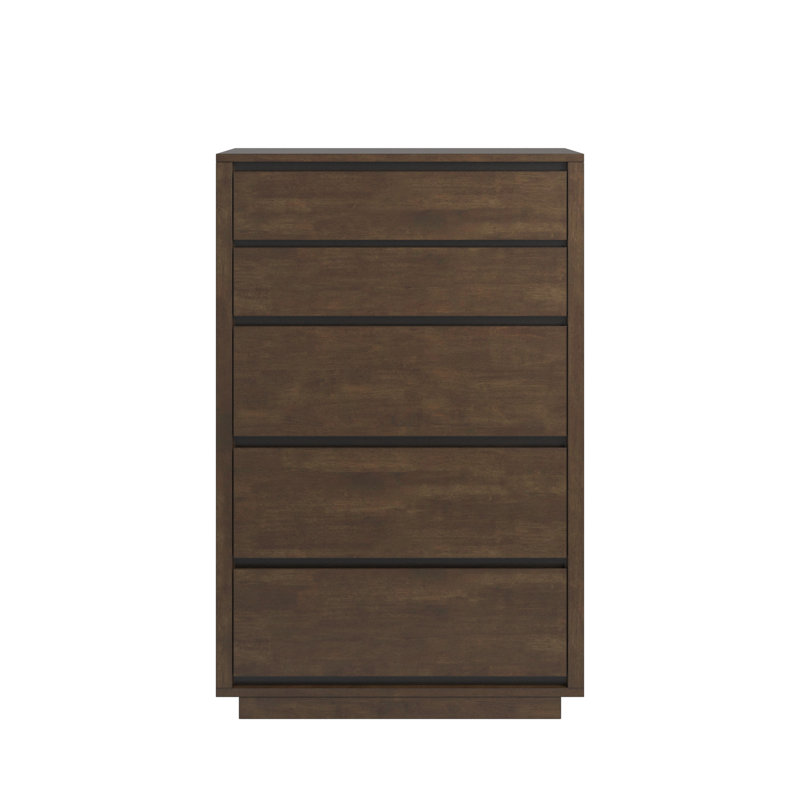 Ismail Danish-Inspired Modern 5-Drawer Chest, Walnut