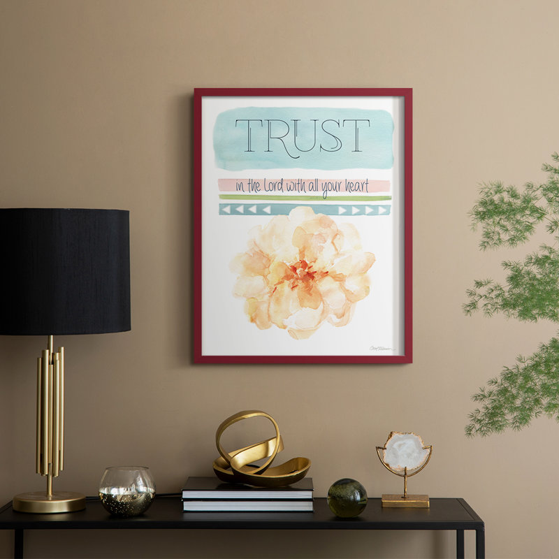 «Trust In The Lord», reproduction encadrée - bois massif, H 15 po x l 12 po, Red