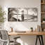 «Cherry Blossom Trees and Suspension Bridge at Dawn», ensemble de 3 toiles murales-131252431