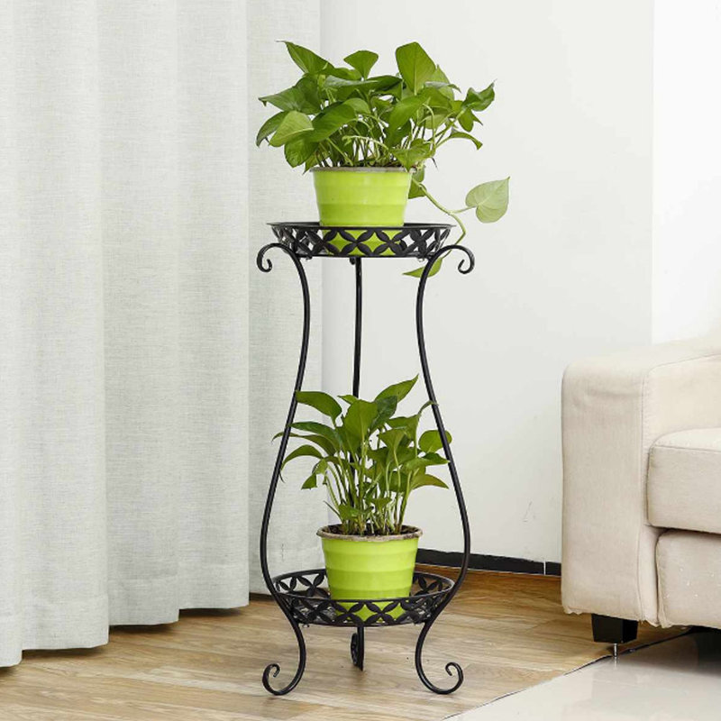Berwick Round Etagere Plant Stand, Black