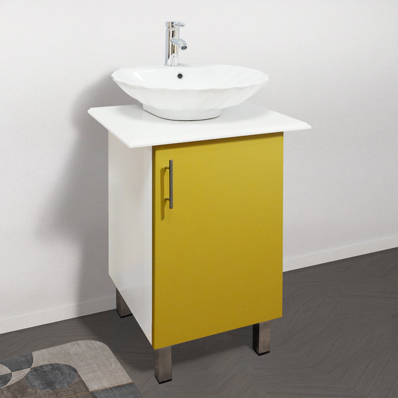 Ensemble de meuble-lavabo moderne en céramique, Jaune/blanc