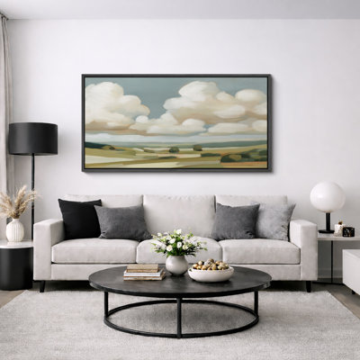 Art minimaliste de paysage nuageux, photos de chambre de bébé de ciel doux, art mural impression sur toile encadrée très grand