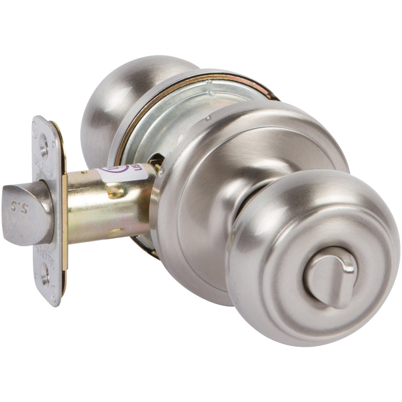 2.375'' Diameter Privacy (Bed & Bath) Satin Nickel Round Knob