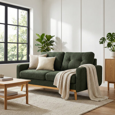 Saltzman Mid-Century Modern Loveseat with Tufted Back and Solid Wood Legs
