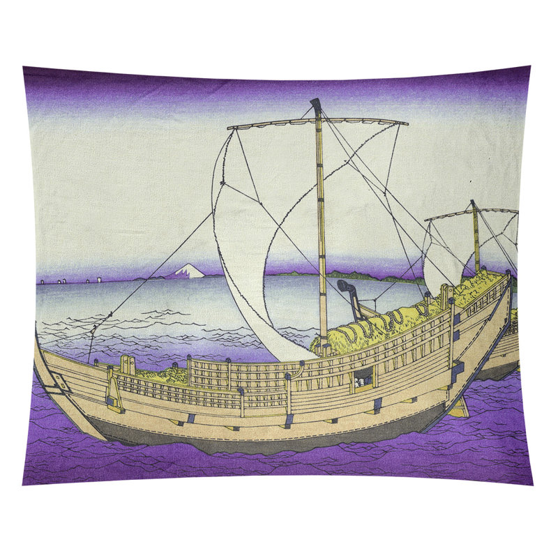 Tapisserie murale « the Kazusa Sea route », H 63,5 po x l 54 po, Mauve