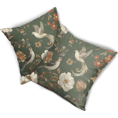 Pillow Covers Set Of 2 Chinoiserie Flower And Bird Outdoor Decorative Throw Pillows Retro Rustic Pillowcases Farmhouse Cushion Covers For Couch Home Decor