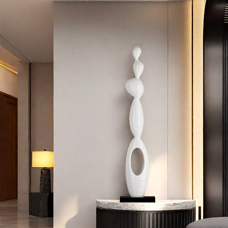 Sculpture 59,6 po, H 59,06 po x l 15,75 po x P 9,84 po, Blanc/Noir