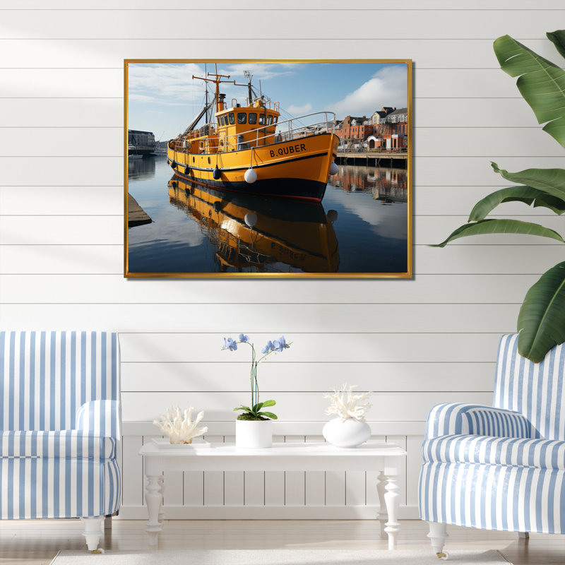 Port Quayside Contrast III sur toile, H 30 po x l 40 po x P 1,5 po, Cadre flottant doré