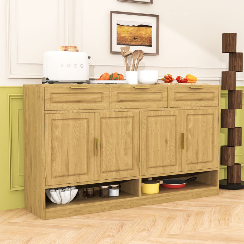 Elegant Storage Cabinet with Ample Storage Space and Adjustable Shelves, Natural
