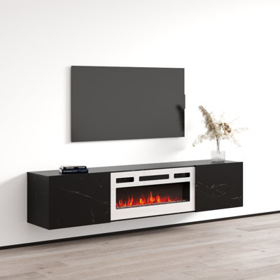 Baja 70.9" Modern TV Stand with Electric Fireplace, Matte Finish, Wall-Mounted