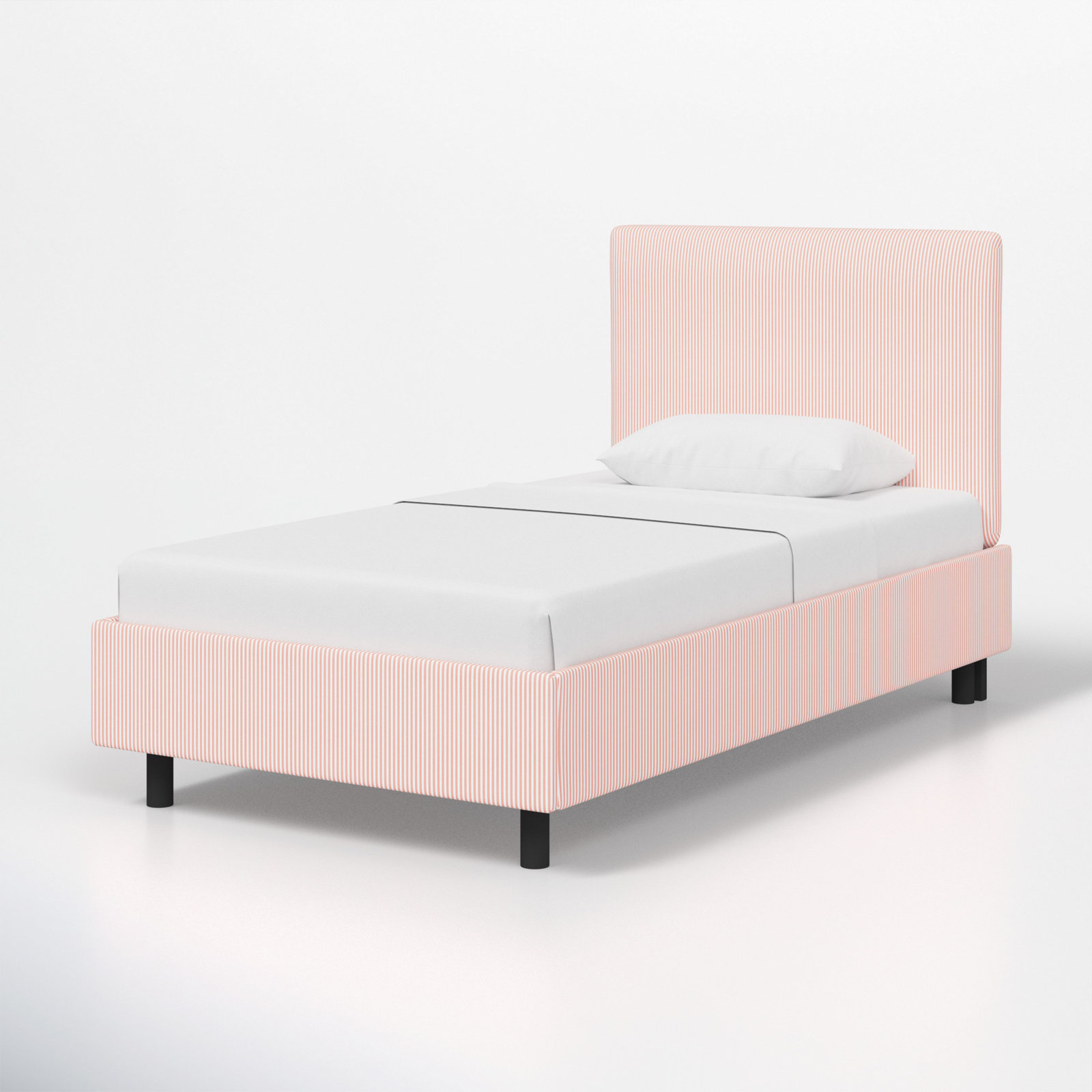Sawyer Upholstered Platform Bed, Twin, Prep Stripe Blush