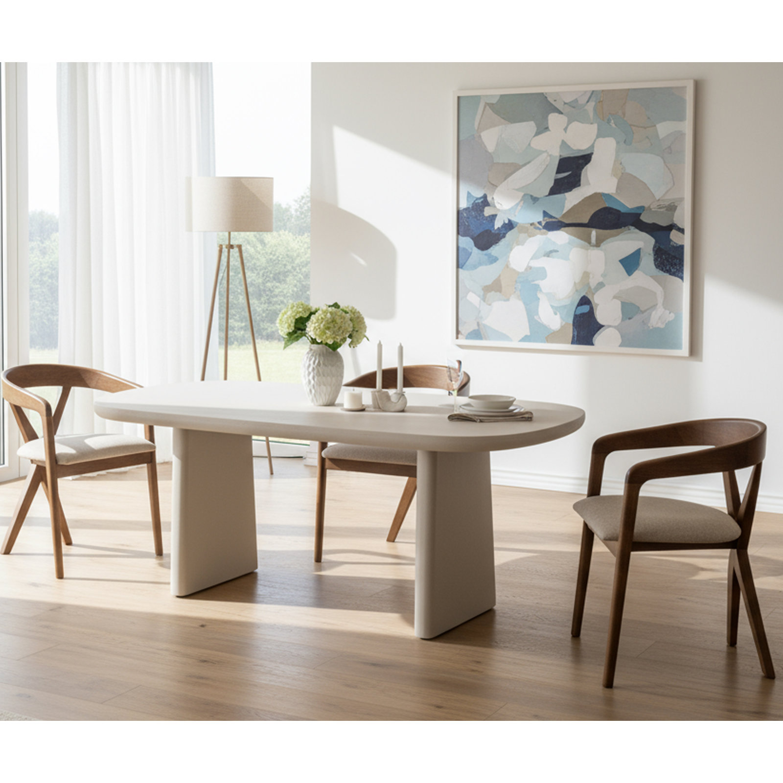 Greco Dining Armchair, Light Brown/Walnut
