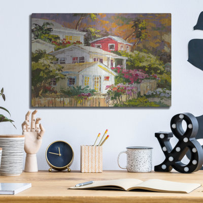  Art mural en métal «Beach Cottage» par Erin Dertner, 16 po x 12 po