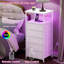 Fixwal Tall Nightstand With Charging Station And LED Lights, Nig...