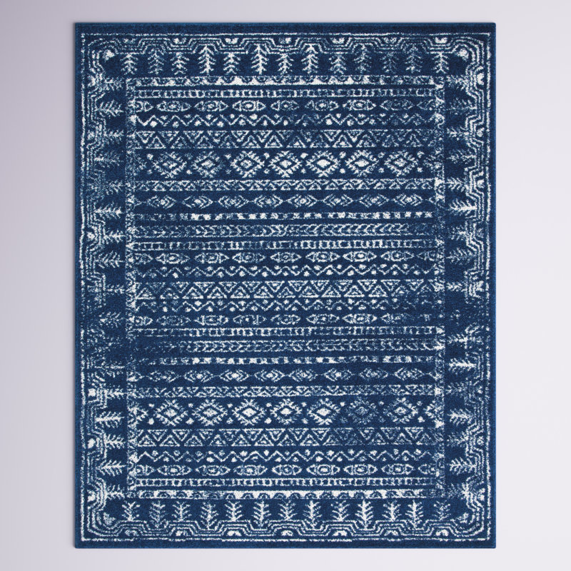Tapis bleu marine / gris Shally, Rectangle 6 pi x 9 pi