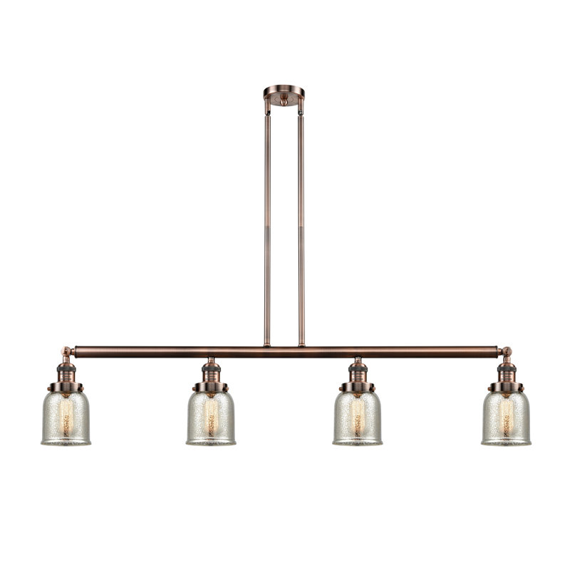 Luminaire suspendu pour îlot de cuisine 4 lumières LeMaster, Argent mercuré plaqué, Nickel poli