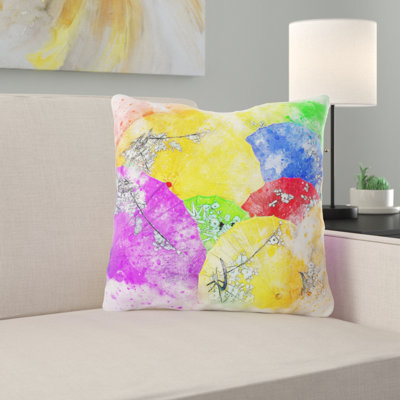 Floral Outdoor Reversible Throw Pillow